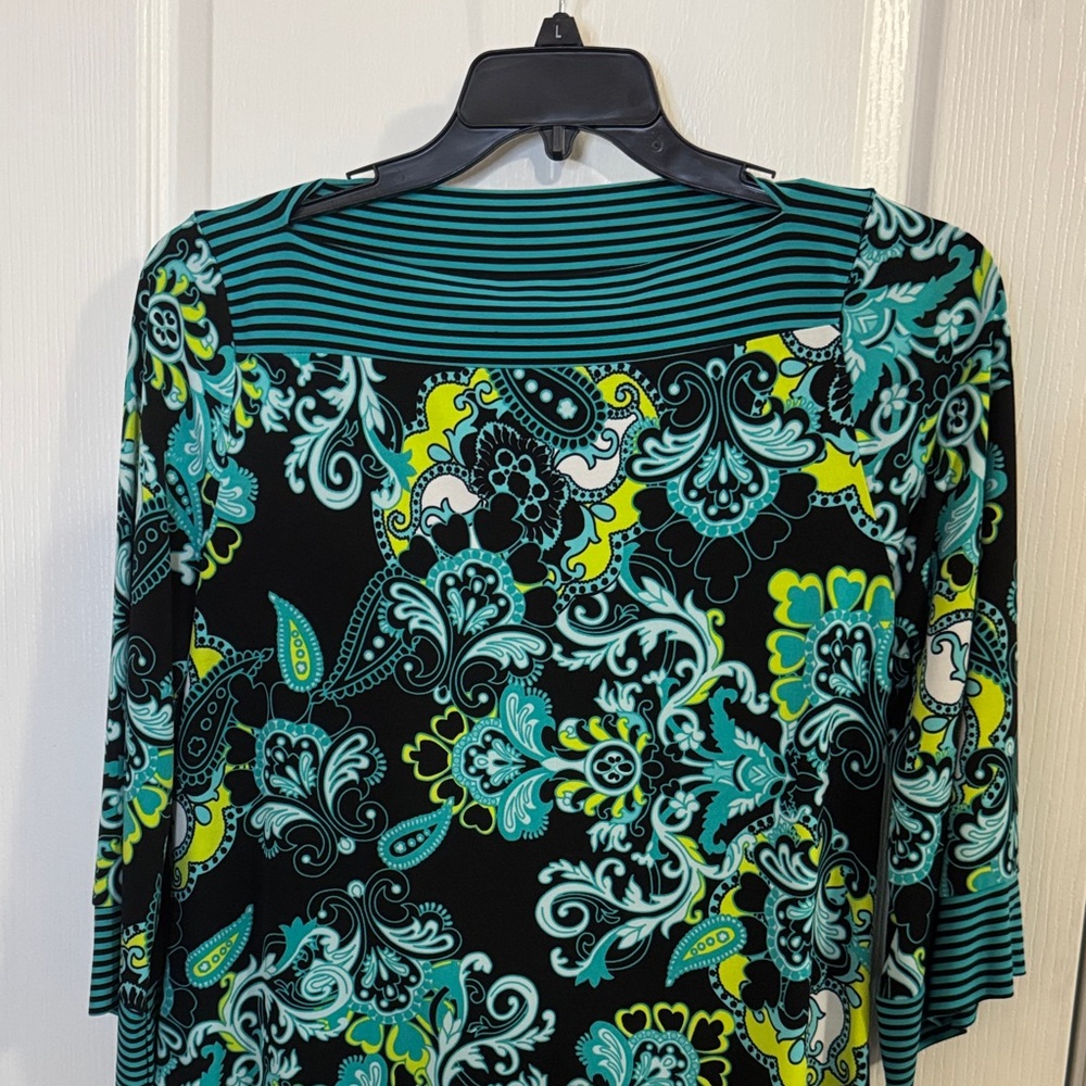 Vibrant Floral Dress in Black and Teal